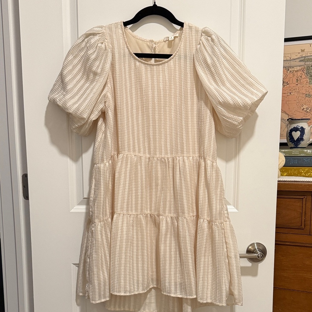 Blu Pepper Textured Cream Dress